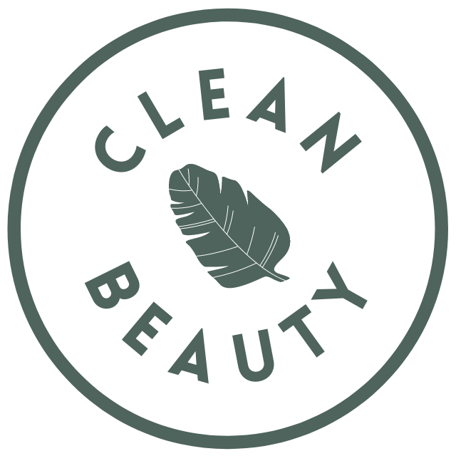 clean beauty logo with palm leaf in the centre