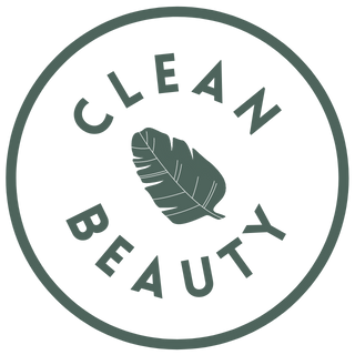 clean beauty logo with palm leaf in the centre