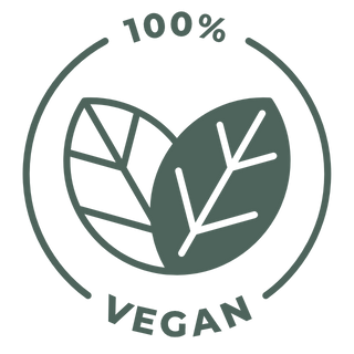 100% vegan logo with leaves in the centre